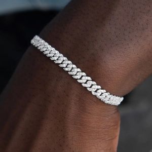 White Sapphire Round Cut Tennis Bracelet For Men