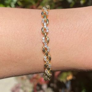 Goden Round Cut White Sapphire Tennis Bracelet (4.68 CT. TW.)
