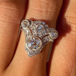 Milgrain Round Cut White Sapphire Engagement Ring