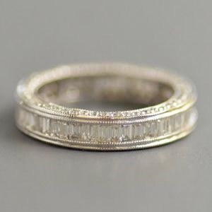Milgrain Channel Setting Baguette & Round Cut Eternity Wedding Band
