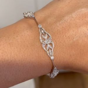 Antique Round Cut White Sapphire Tennis Bracelet