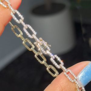 Golden Round Cut White Sapphire Tennis Bracelet For Women