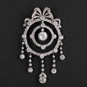 Halo Milgrain White Sapphire Round Cut Brooch Pendant Necklace