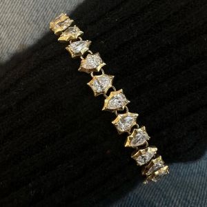 Unique Golden Pear Cut White Sapphire Tennis Bracelet 