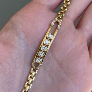 Golden Round Cut White Sapphire Slidable Tennis Bracelet