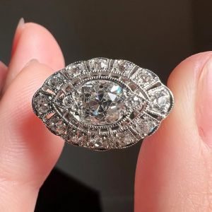 Halo Cushion & Round Cut White Sapphire Engagement Ring
