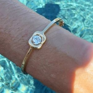 Solitaire Round Cut White Sapphire Bangle Bracelet For Women 2.0 CT. TW.