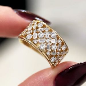 Golden Round & Baguette Cut White Sapphire Half Eternity Wedding Band Ring 