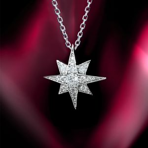 Star Design White Sapphire Round Cut Pendant Necklace For Women