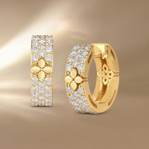 Golden Clover Round Cut White Sapphire Hoop Earrings