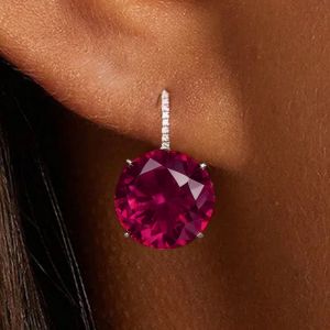 Classic Round Cut Ruby Sapphire Drop Earrings 