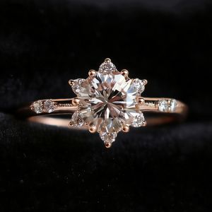 Rose Gold Round Cut White Sapphire Engagement Ring