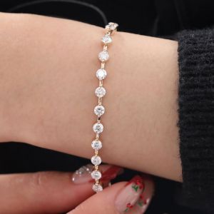 Golden Round Cut White Sapphire Tennis Bracelet