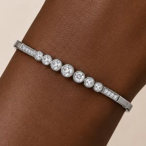 Milgrain Bezel Round Cut White Sapphire Tennis Bracelet