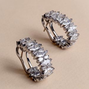 Marquise & Baguette Cut White Sapphire Hoop Earrings