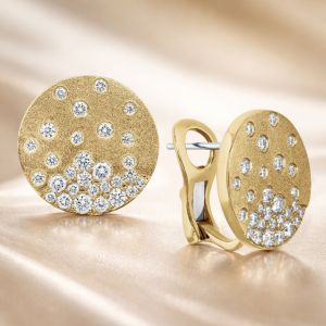 Pave Setting Round Cut White Sapphire Stud Earrings