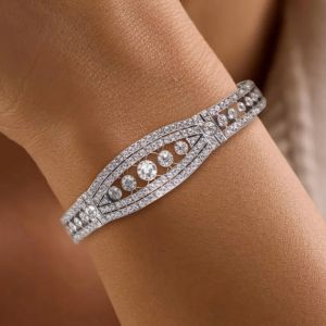 Openwork Round Cut White Sapphire Art Deco Tennis Bracelet