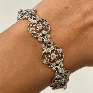 Open Work Round Cut White Sapphire Tennis Bracelet 