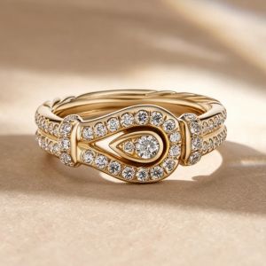 Golden Knot Design Round Cut White Sapphire Engagement Ring