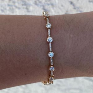 Classic Bezel Round Cut White Sapphire Tennis Bracelet