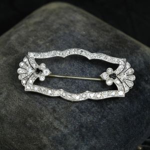 Milgrain Round Cut White Sapphire Frame Brooch Pin