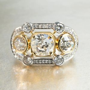 Two Tone Halo Round Cut White Sapphire Engagement Ring