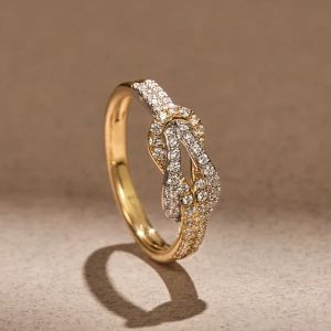Two Tone Infinity Knot Round Cut White Sapphire Engagement Ring