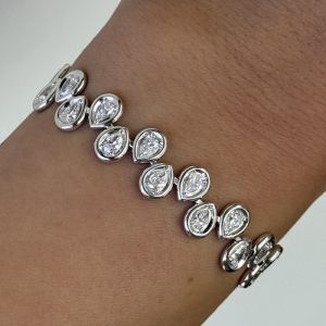 Classic Pear Cut White Sapphire Tennis Bracelet