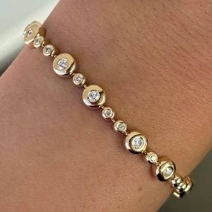 Golden Bezel Round Cut White Sapphire Tennis Bracelet