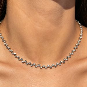 Bezel Round Cut White Sapphire Tennis Necklace