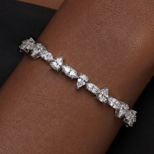 Alternating Marquise & Pear Cut White Sapphire Tennis Bracelet
