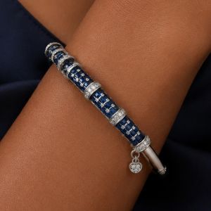 Asscher & Round Cut Blue & White Sapphire Bangle Bracelet