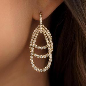 Multi Layer Round Cut White Sapphire Drop Earrings