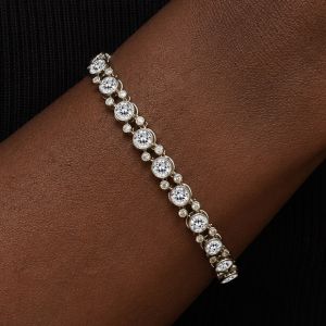 Bezel Round Cut White Sapphire Tennis Bracelet