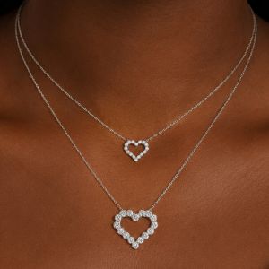 Heart Shape Round Cut White Sapphire Layered Necklace Pendant Necklace
