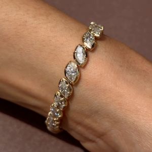 Golden Marquise Cut White Sapphire Tennis Bracelet