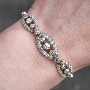 Two Tone Bezel Round Cut White Sapphire Tennis Bracelet