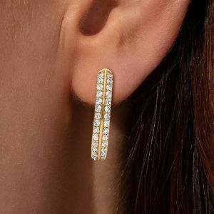 Golden Round Cut White Sapphire Hoop Earrings
