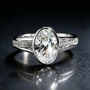 Split Shank White Sapphire Oval & Round Cut Engagement Ring