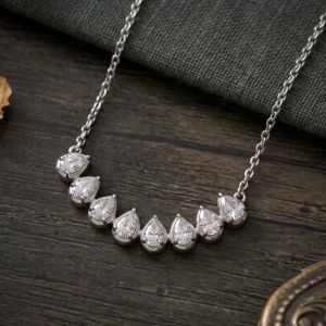 Classic Pear Cut White Sapphire Pendant Necklace