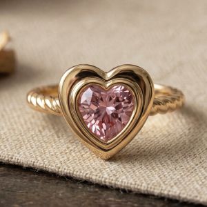 Golden Solitaire Heart Cut Pink Sapphire Engagement Ring