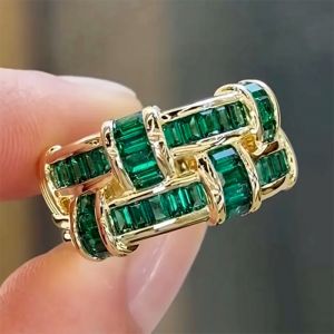 Golden Baguette Cut Emerald Sapphire Half Eternity Wedding Band Ring