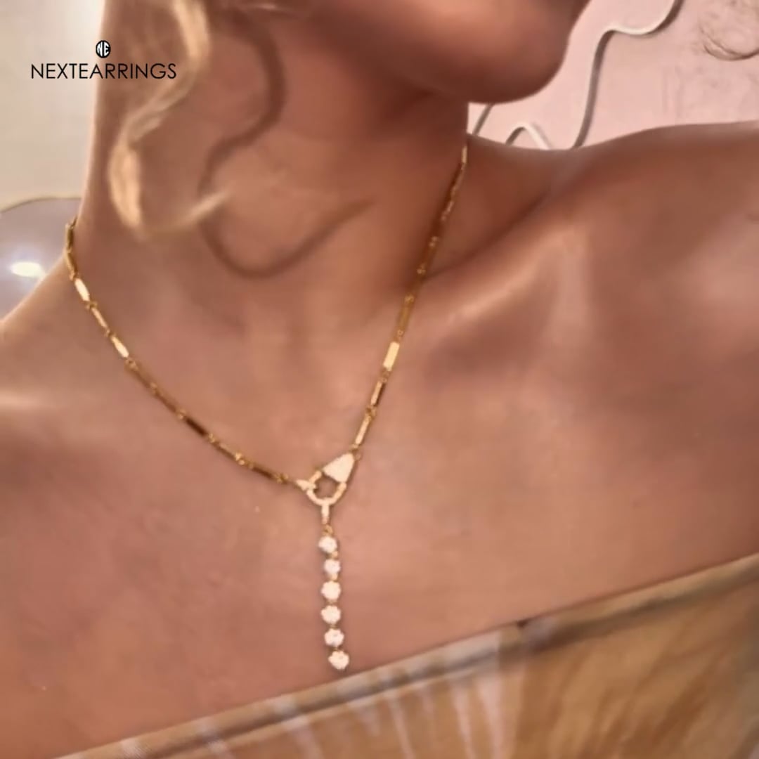 Golden Round Cut White Sapphire Lock Pendant Necklace For Women