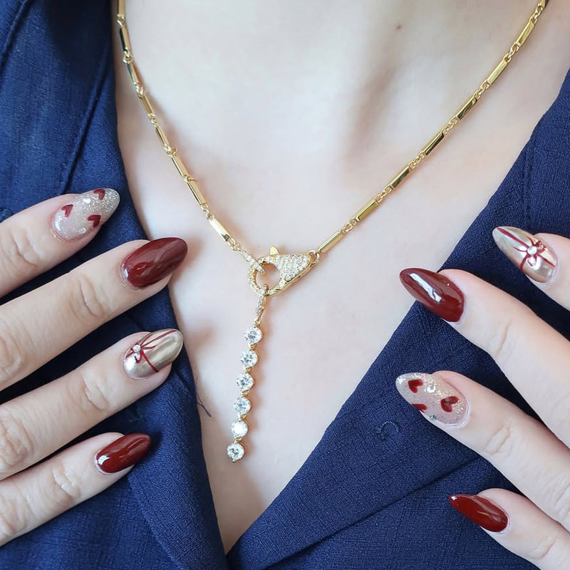 Golden Round Cut White Sapphire Lock Pendant Necklace For Women